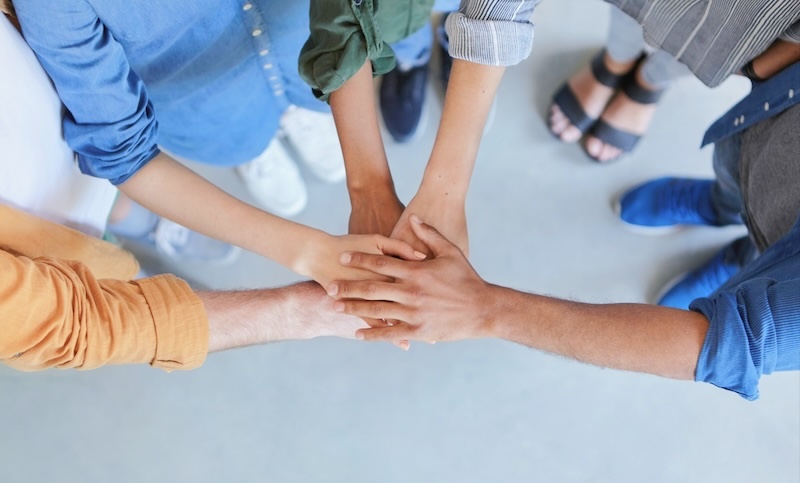 Teamwork hands together